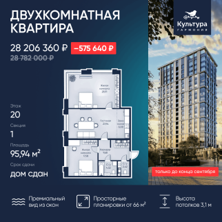 1 секция, 95,94 м²