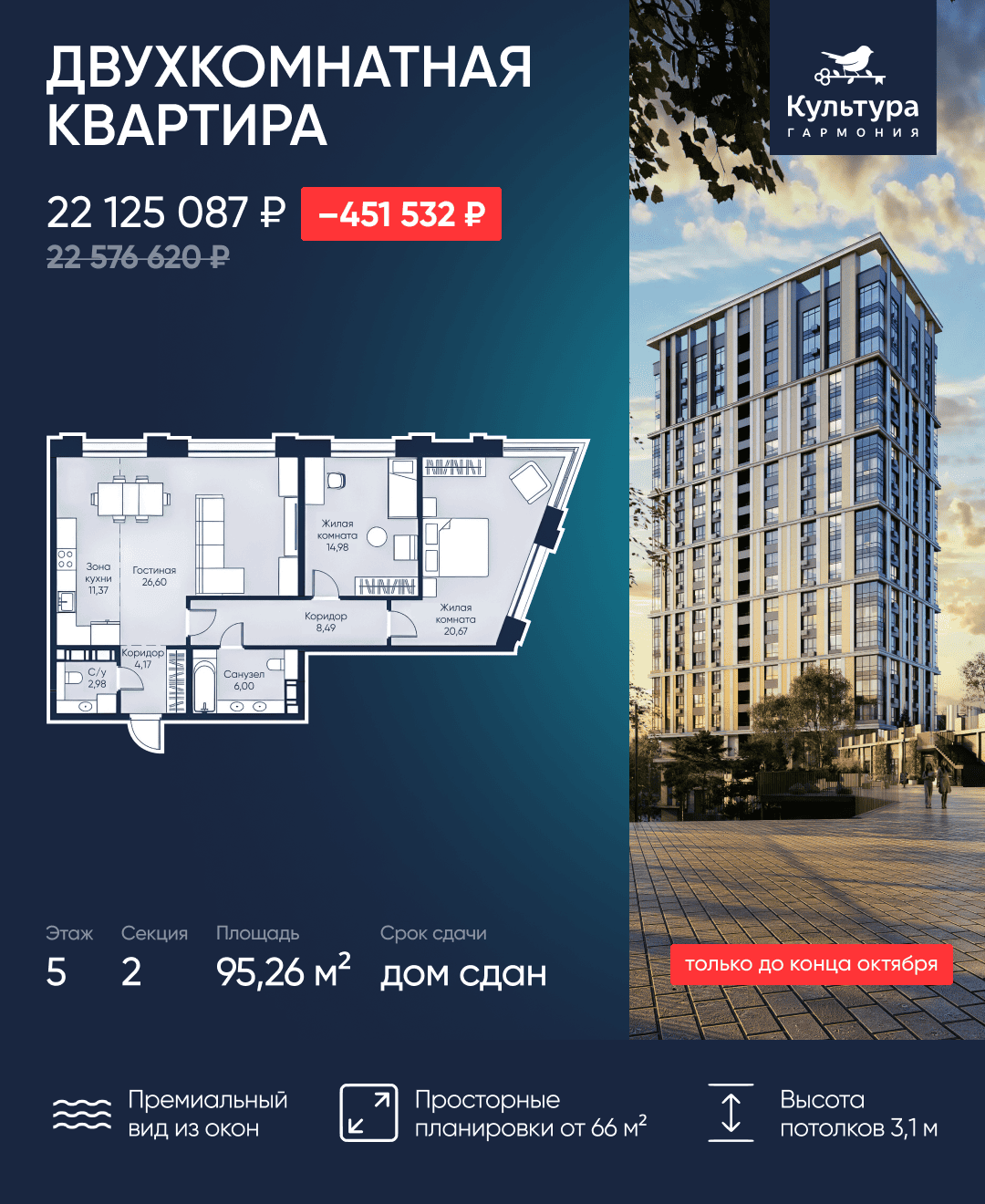 2 секция, 95,26 м²